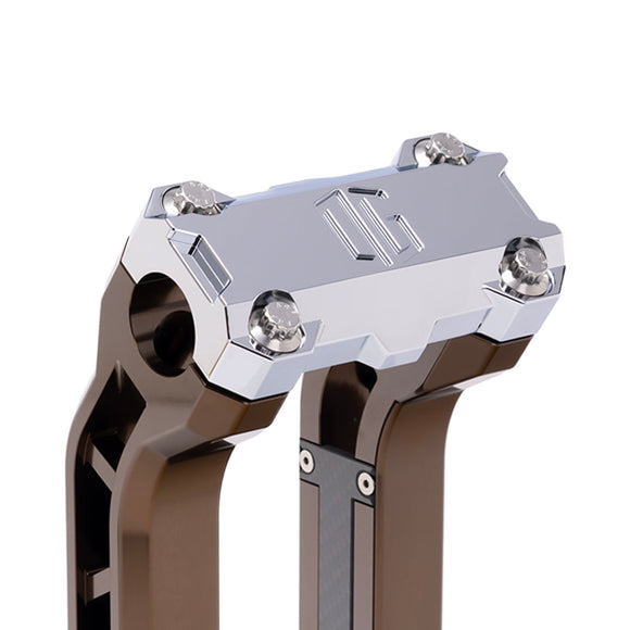 OG Chrome Performance Top Clamp on OG Bronze Performance Riser Legs