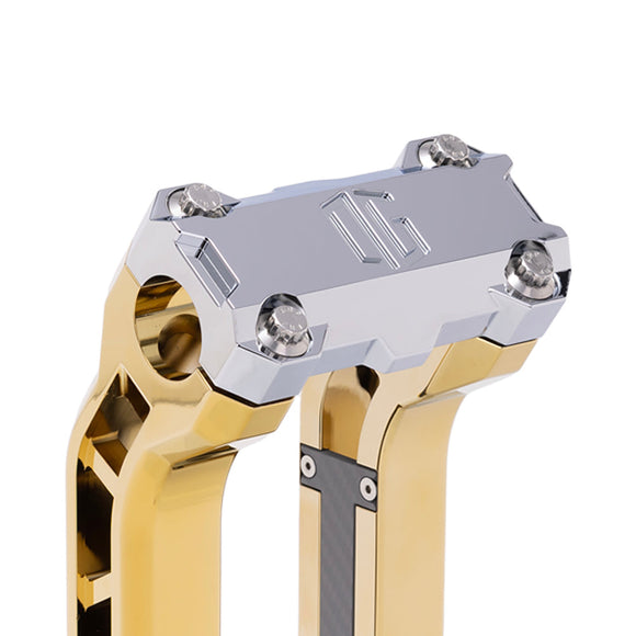 OG Chrome Performance Top Clamp on OG Gold Plating Performance Riser Legs