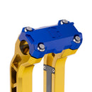 OG Blue Performance Top Clamp on OG Gold Performance Riser Legs