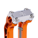 OG Chrome Performance Top Clamp on OG Orange Performance Riser Legs