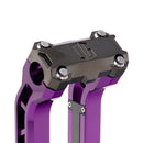 OG Black Chrome Performance Top Clamp on OG Purple Performance Riser Legs