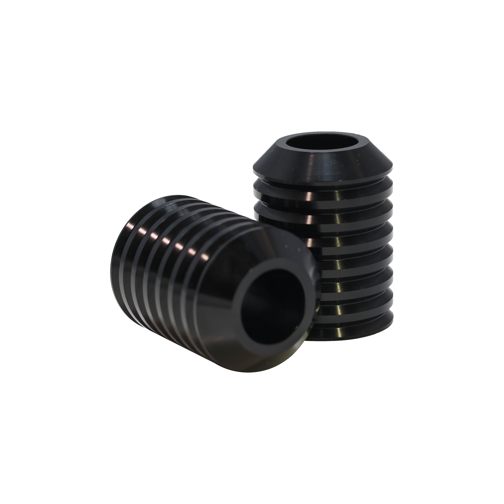 OG Moto replacement billet crash bar slider ends (pair), black hard-anodized 6061‑T6 aluminum