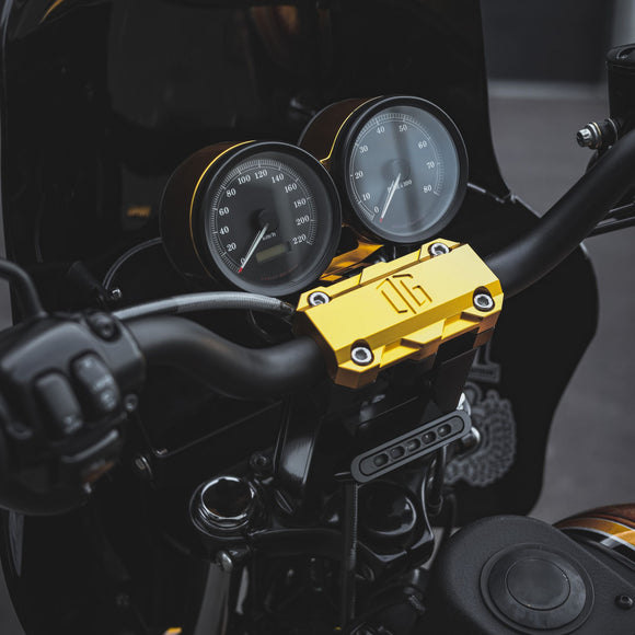 Gold OG motorcycle handlebar riser top clamp