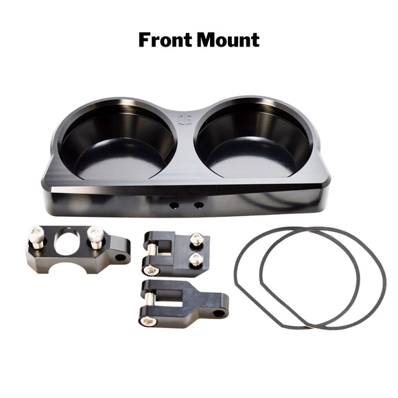 OG Road Glide front-mount billet dual gauge bezel, black anodized with mounting hardware and gaskets