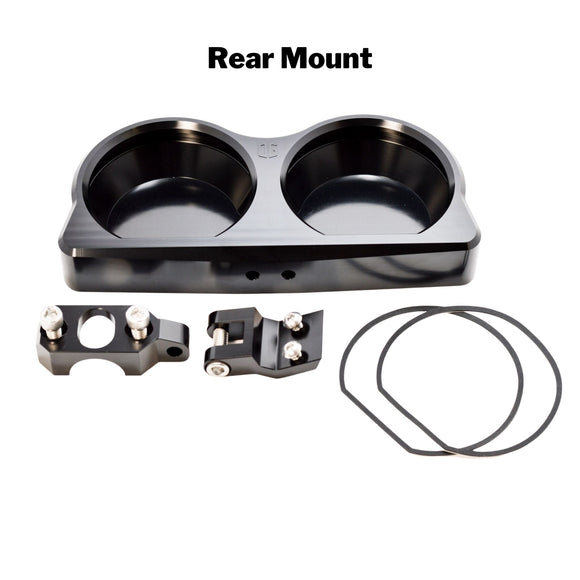 Road Glide rear-mount black billet dual gauge bezel with mounting hardware