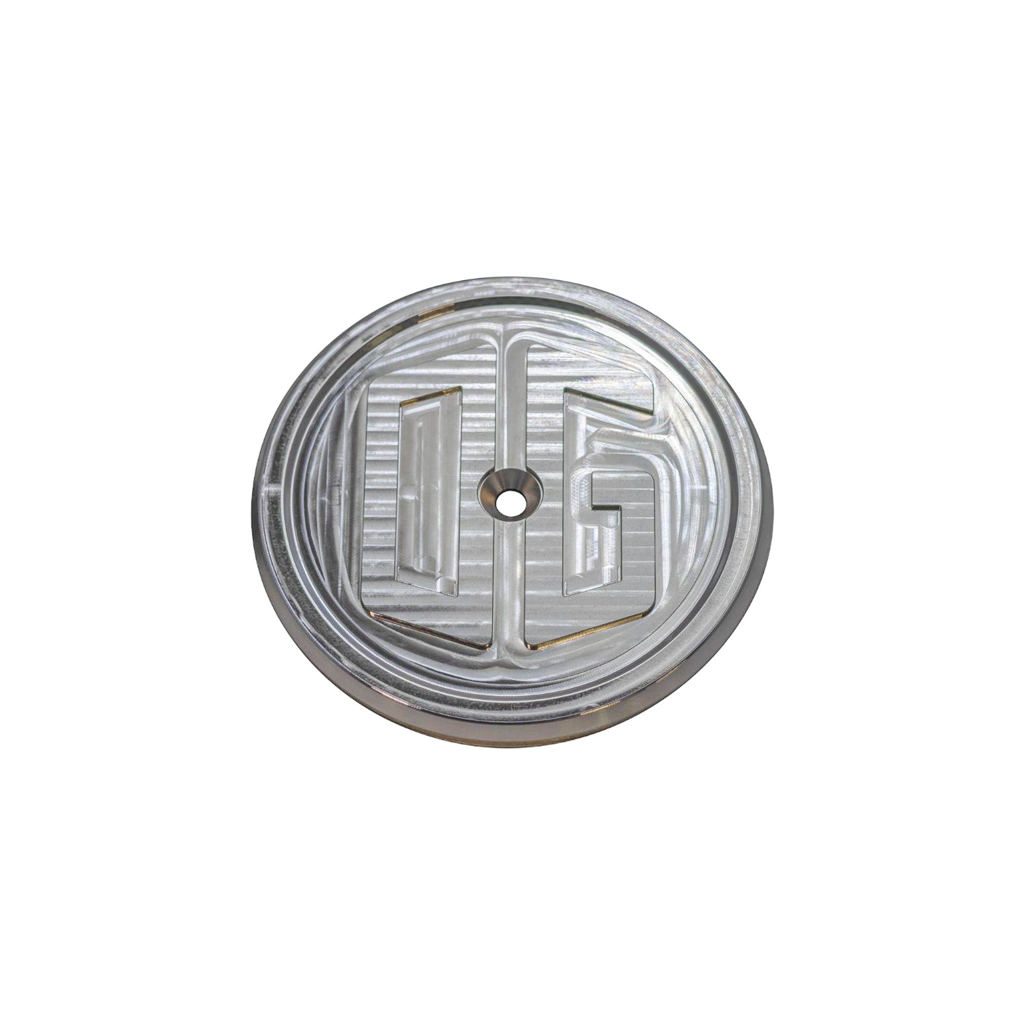 OG round motorcycle air cleaner cover, classic aluminium finish
