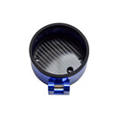 Blue anodized single-gauge bezel with carbon fiber insert