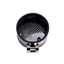 Chrome single motorcycle gauge bezel with carbon-fiber face and handlebar clamp