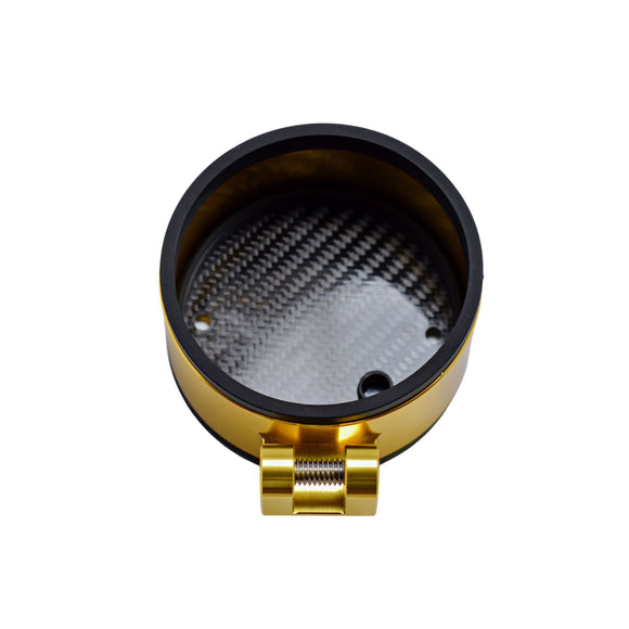 Gold motorcycle single gauge bezel with carbon-fiber backing