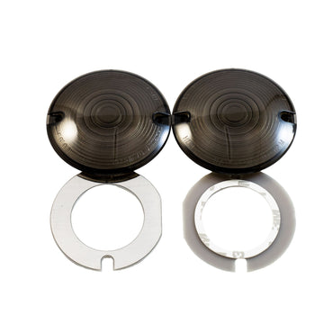 OG Smoked Bagger Turn Signals Lens Kit — smoked round lenses for OEM bagger-style Harley turn signals