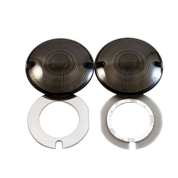 OG Smoked Bagger Turn Signals Lens Kit — smoked round lenses for OEM bagger-style Harley turn signals