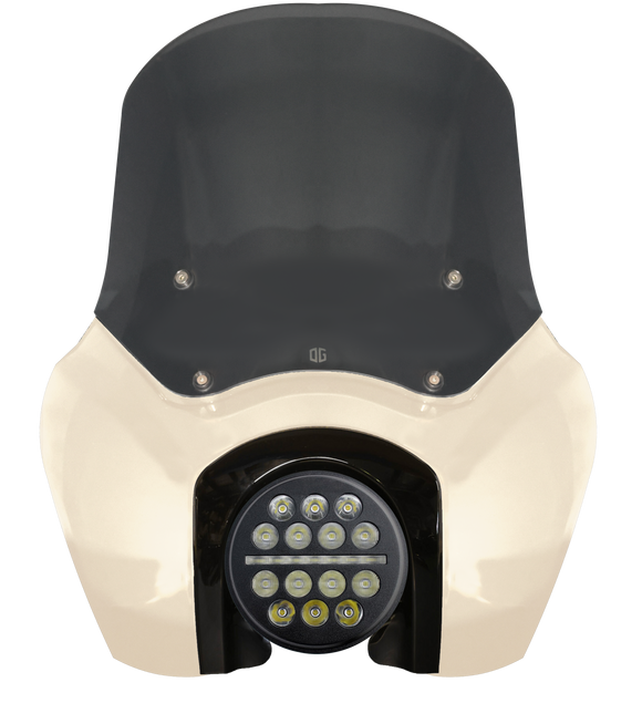 OG T-Sport fairing kit for Softail Low Rider S, White Sand Pearl, 5.75in OG X-Series LED headlight