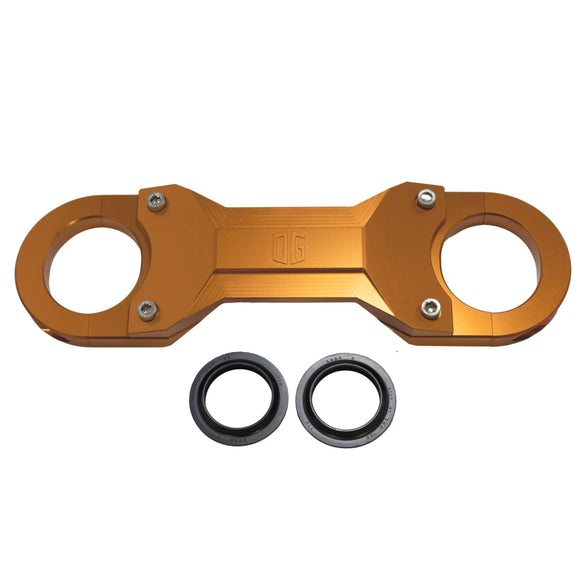 OG Speed 41mm orange touring motorcycle fork brace with fork seals