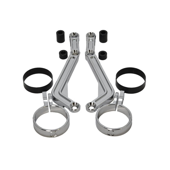 Chrome touring remote reservoir mounts motorcycle bracket set