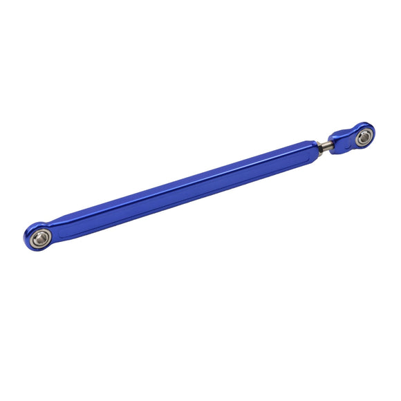 Blue adjustable touring motorcycle shift linkage rod with rod-end (heim) bearings