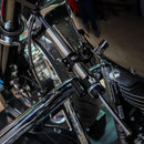 Matris OG Touring steering damper on chrome motorcycle front fork