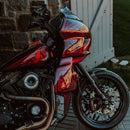 OG Twin Cam points cover chrome engine cover
Custom red motorcycle front fairing and wheel