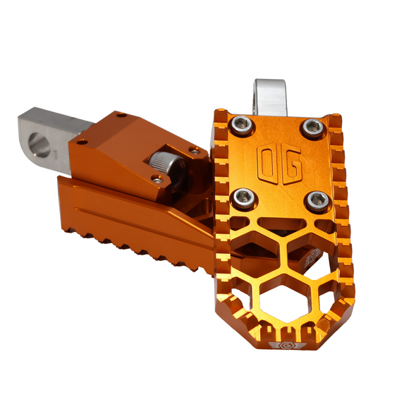 OG V3 Mini orange anodized aluminum motorcycle foot pegs