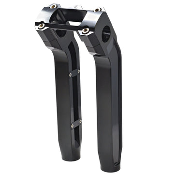 Pair of 10.5-inch black billet aluminum pullback motorcycle handlebar risers
