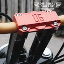 Original Garage Moto OG 8.5 straight motorcycle handlebar riser with red top clamp and black risers