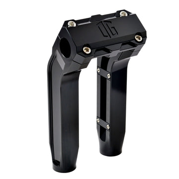 OG 8.5" Pull Back Risers — Original Garage Moto black CNC‑machined handlebar risers with integrated wire routing