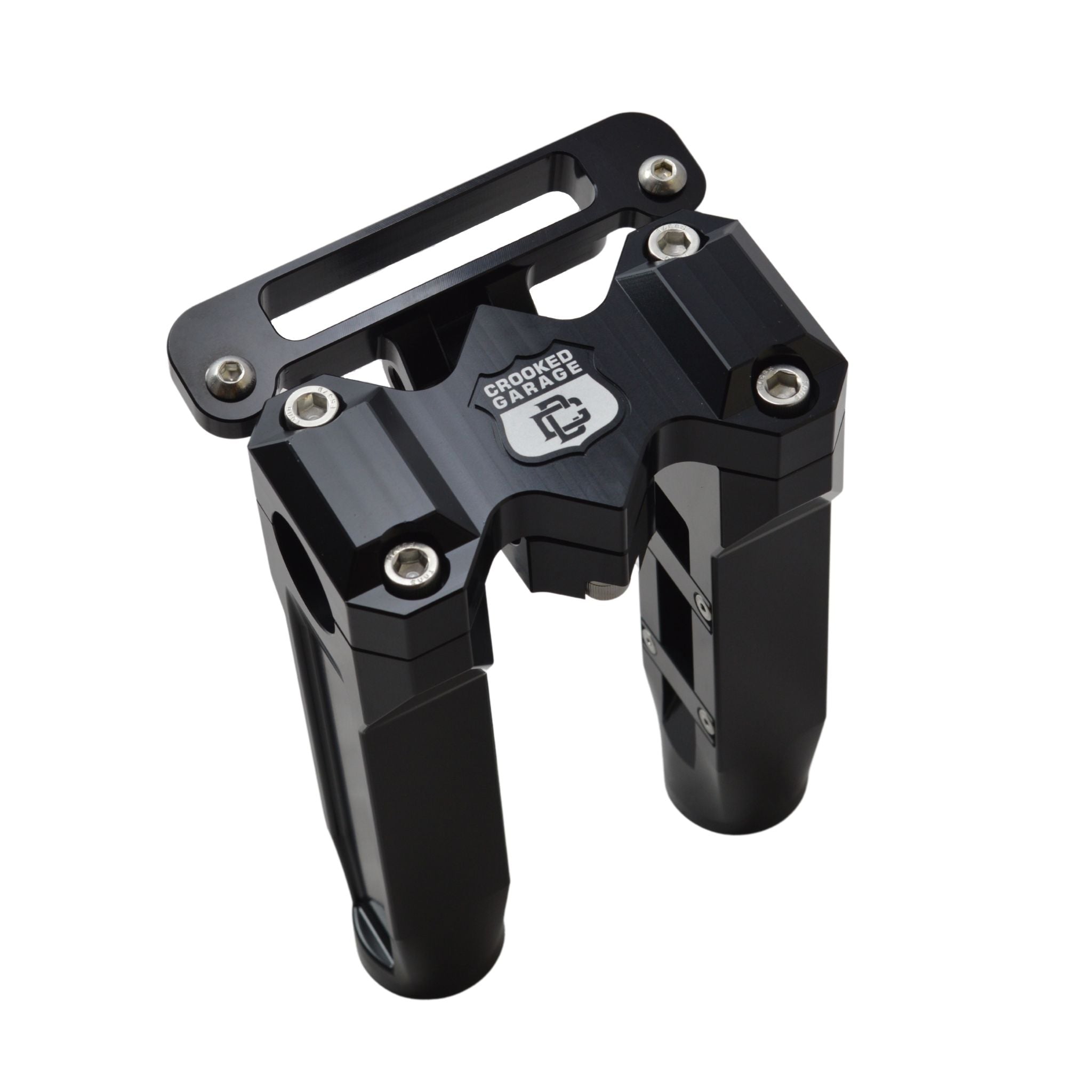 Crooked Garage black CNC adjustable motorcycle gauge bracket