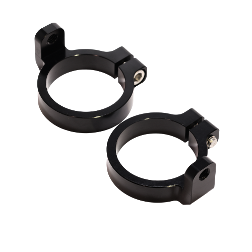 OG Batwing Fairing Clamps, black anodized CNC 6061‑T6 aluminum — enables Top Triple Tree on 2014–2023 49mm Touring models