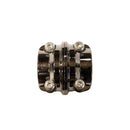 Black chrome motorcycle brake and clutch perch clamp, four-bolt