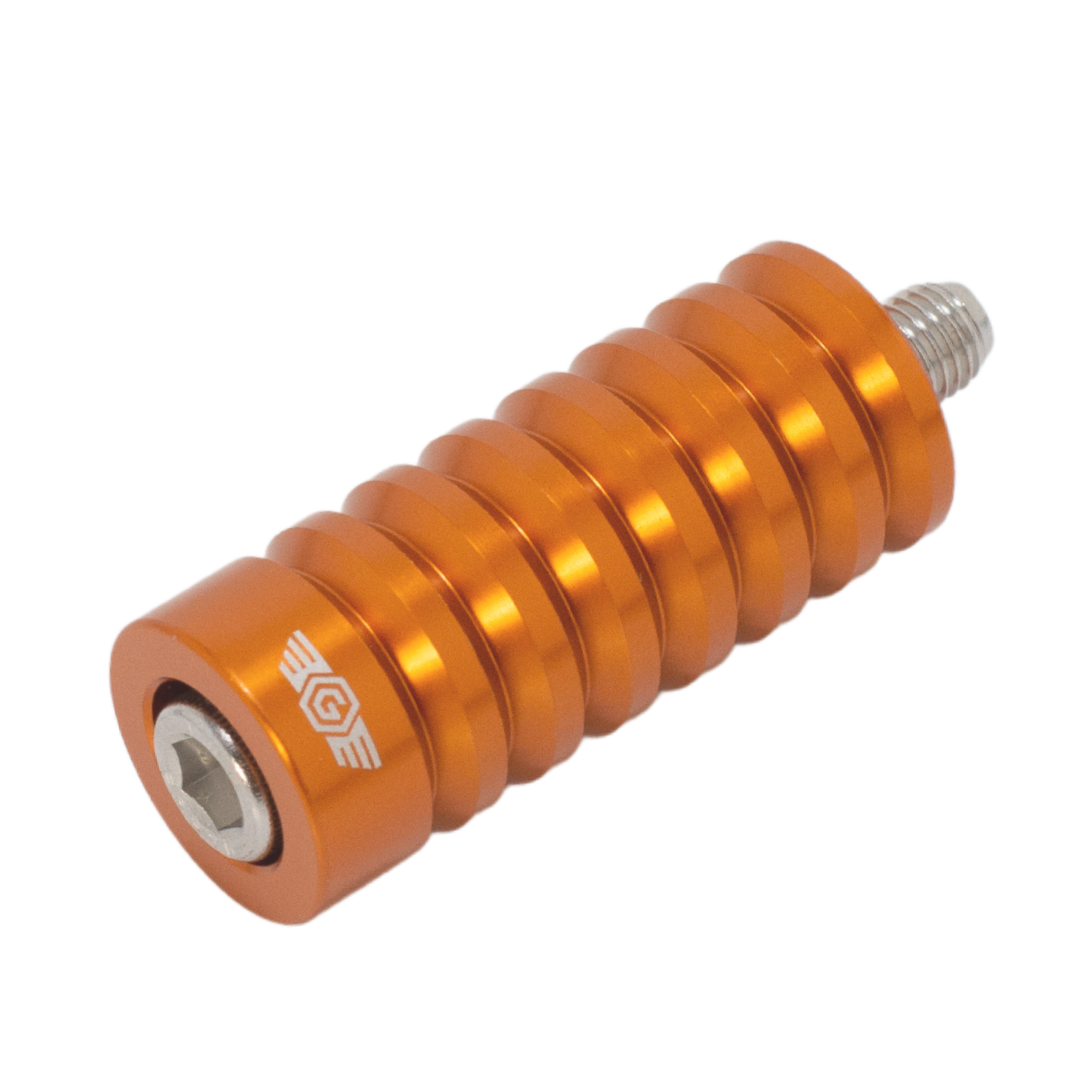 Ribbed orange anodized motorcycle shifter peg