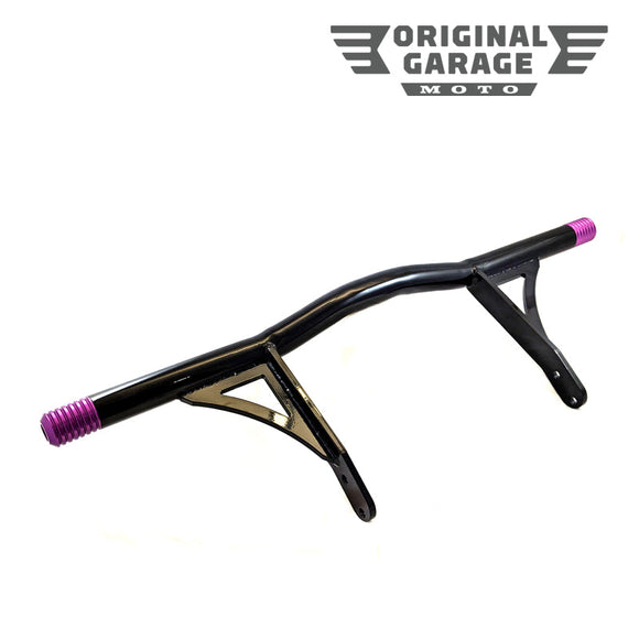 Black highway peg crash bar with purple threaded ends for Harley‑Davidson Dyna/FXR