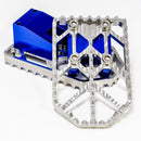 Blue anodized CNC aluminum motocross foot pegs with serrated grip