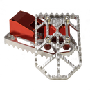 OGMoto X raw aluminum motorcycle foot pegs with red mount