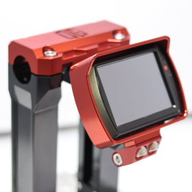 Red anodized CNC aluminum Power Vision mount for motorcycle handlebar display
