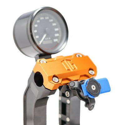 OG Quad Lock cell phone holder on OG Risers CNC aluminum motorcycle mount