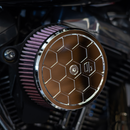 OG round honeycomb air cleaner cover, bronze face with chrome rim for motorcycle