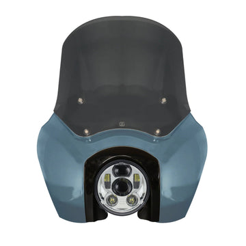 Sharkskin Blue OG Softail Low Rider S Complete T-Sport Fairing Kit with smoked windshield