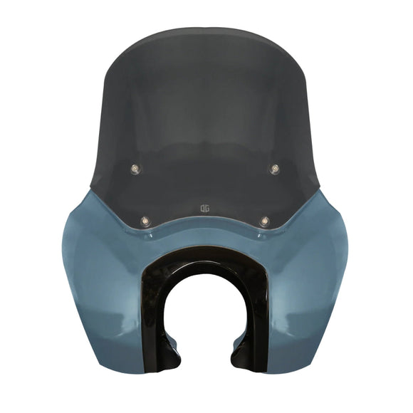 Sharkskin Blue OG Softail Low Rider S Complete T-Sport Fairing Kit with smoked windshield