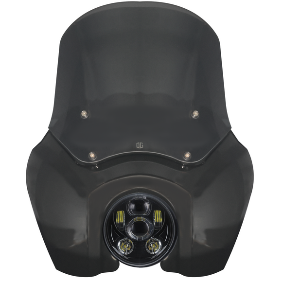 Black OG Softail motorcycle fairing with 5.75-inch projector headlight