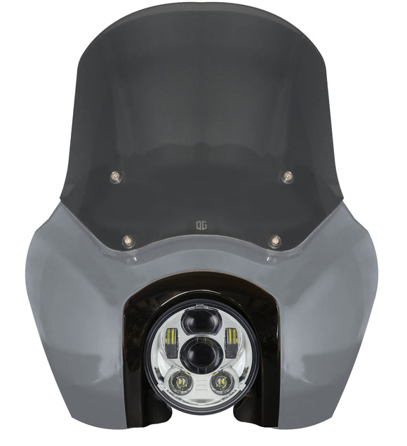 OG Softail Low Rider S T‑Sport motorcycle fairing kit in Gunship Grey with chrome projector headlight