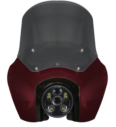 Softail Low Rider S T‑Sport fairing kit, Midnight Crimson with smoked windshield and black projector headlight