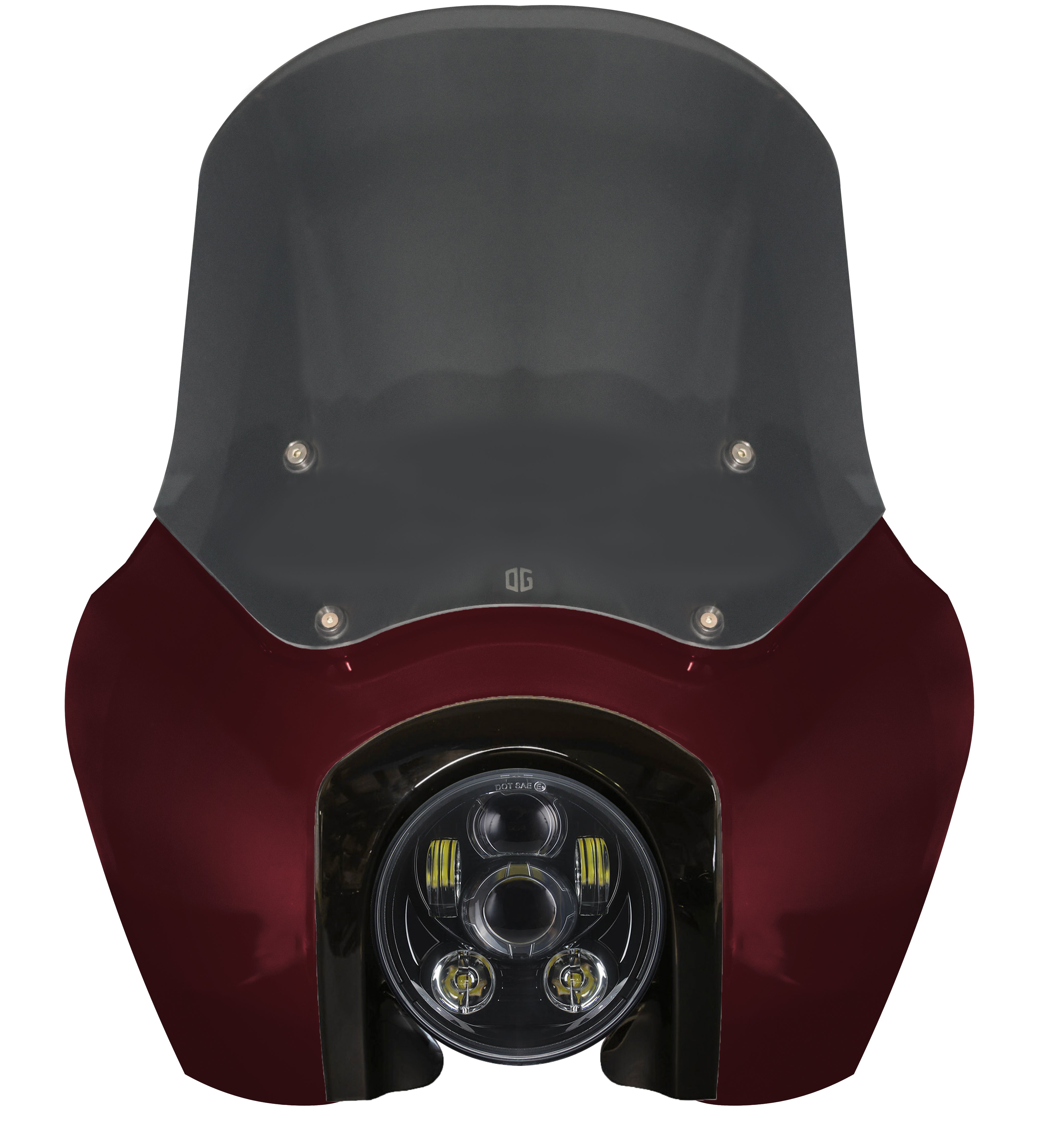 Softail Low Rider S T‑Sport fairing kit, Midnight Crimson with smoked windshield and black projector headlight