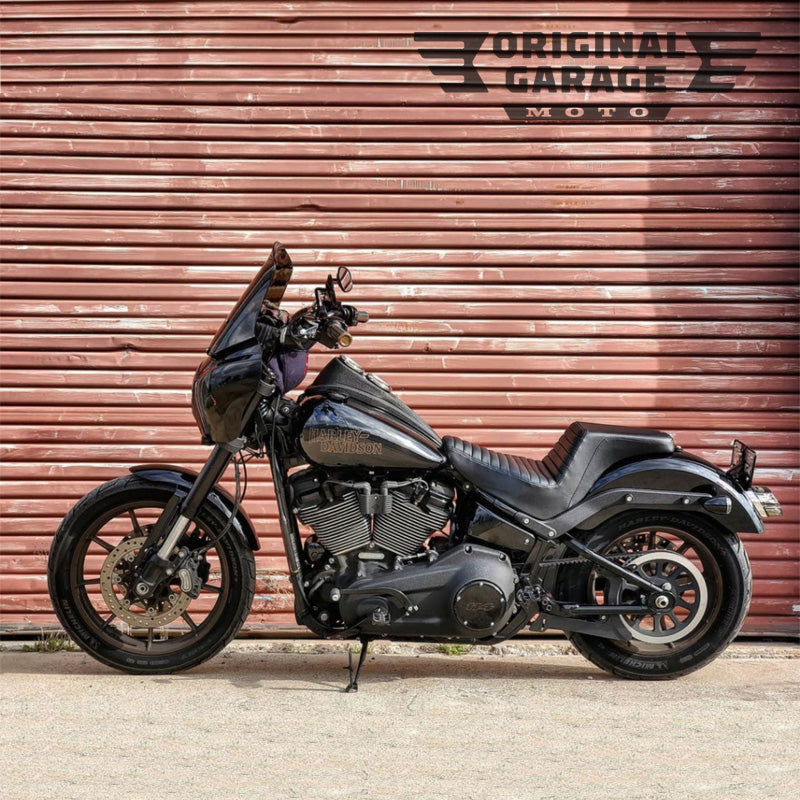 Black Harley-Davidson Softail Low Rider S with Original Garage Moto T‑Sport fairing kit