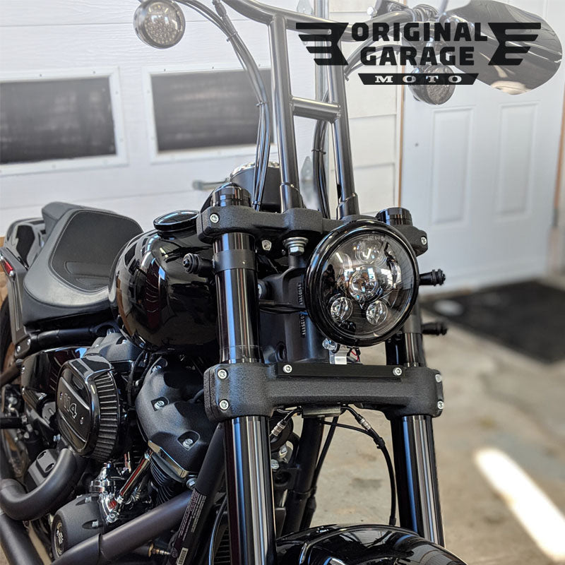 Original Garage Moto OG LED headlight conversion kit on Harley Softail Fat Bob