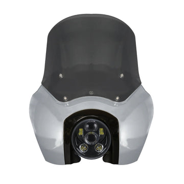 OG Softail Low Rider S Complete T-Sport Fairing Kit - Barracuda Silver 5.75 LED Black