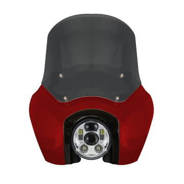 OG Softail Low Rider S Complete T-Sport Fairing Kit - Brilliant Red - 5.75 LED Chrome