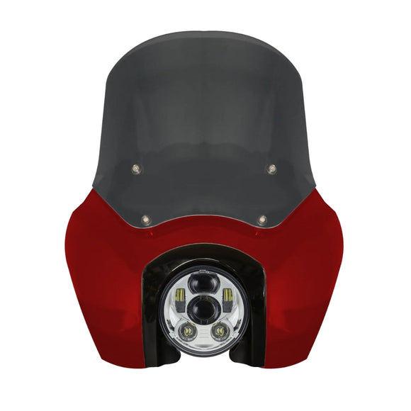 OG Softail Low Rider S Complete T-Sport Fairing Kit - Brilliant Red - 5.75 LED Chrome