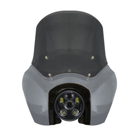 OG Softail Low Rider s_Complete T Sport Fairing Kit Gunship Grey OEM Headlight Grey 5.75 LED Black