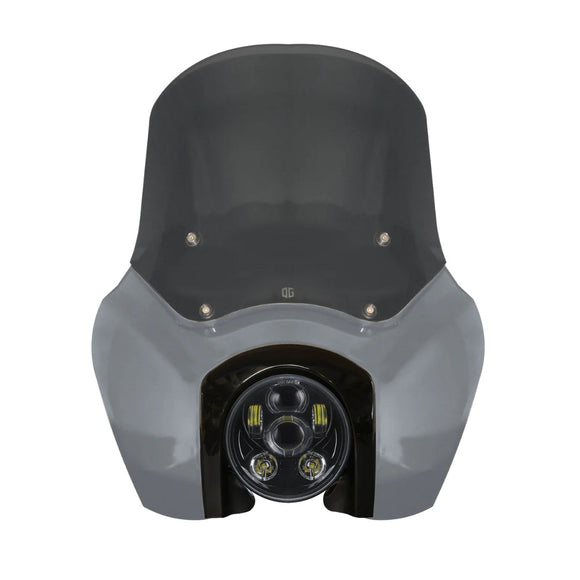 OG Softail Low Rider s_Complete T Sport Fairing Kit Gunship Grey OEM Headlight Grey 5.75 LED Black
