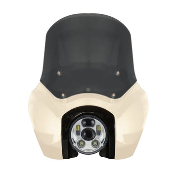 OG Softail Low Rider S Complete T-Sport Fairing Kit - White Sand Pearl Color Match -OG 5.75 LED Chrome