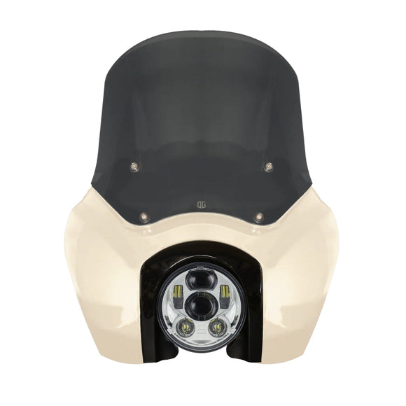 OG Softail Low Rider S Complete T-Sport Fairing Kit - White Sand Pearl Color Match -OG 5.75 LED Chrome